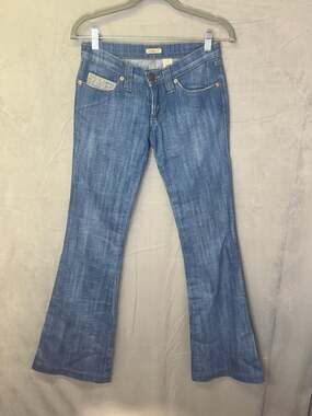 SUPERFINE Made in Italy SKINNY Flare SLIM Low Rise JEANS Denim SUGWJ180 Sz 27
